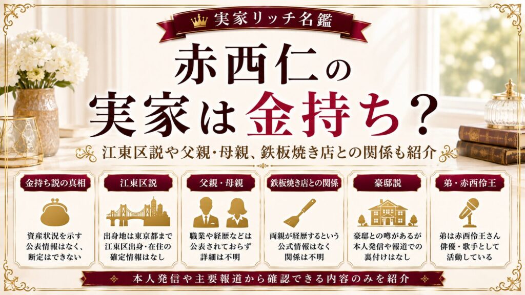 赤西仁の実家は金持ち？江東区説や父親・母親、鉄板焼き店との関係も紹介の記事のアイキャッチ画像