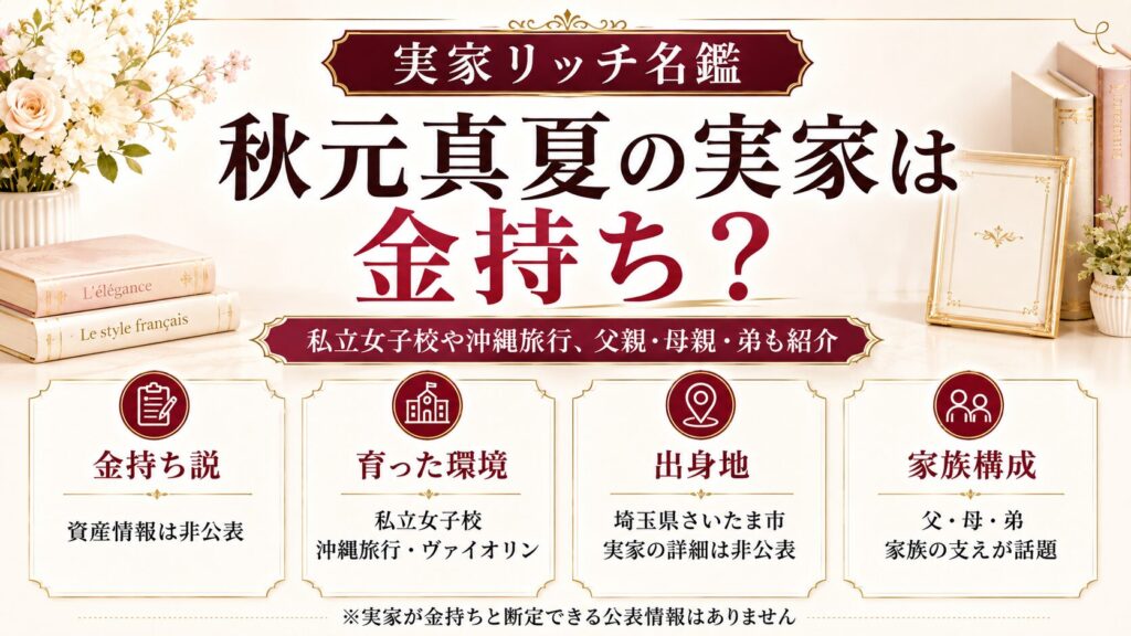 秋元真夏の実家は金持ち？私立女子校や沖縄旅行、父親・母親・弟も紹介の記事のアイキャッチ画像