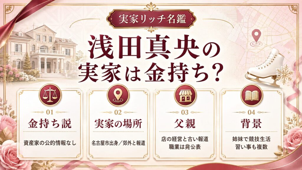 浅田真央の実家は金持ち？名古屋市とされる場所や父親の仕事、裕福説の理由も紹介の記事のアイキャッチ画像