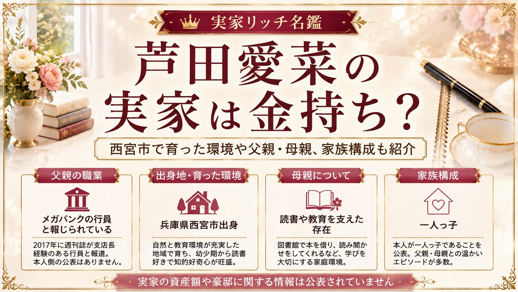 芦田愛菜の実家は金持ち？西宮市で育った環境や父親・母親、家族構成も紹介の記事のアイキャッチ画像