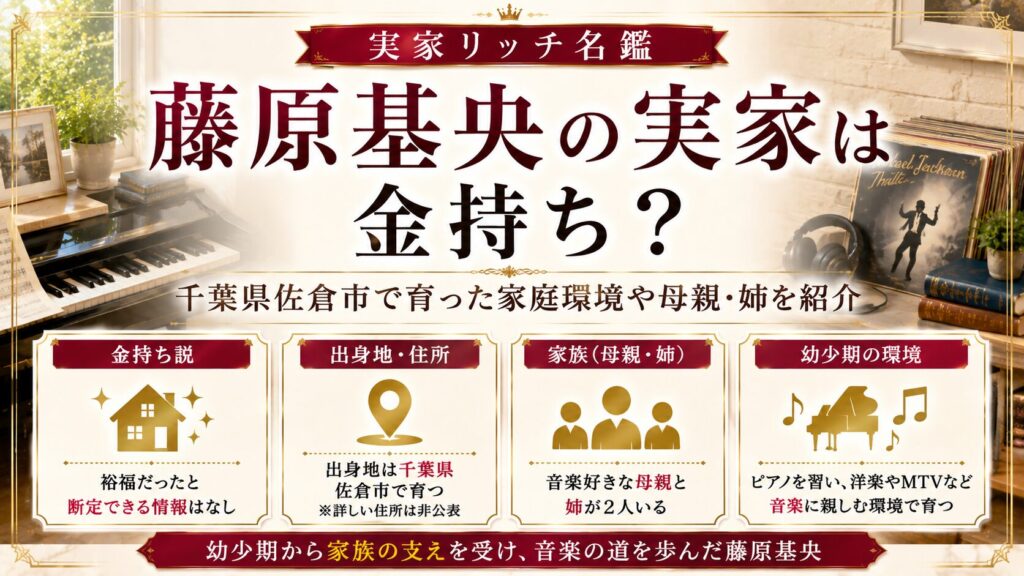 藤原基央の実家は金持ち？千葉県佐倉市で育った家庭環境や母親・姉を紹介の記事のアイキャッチ画像