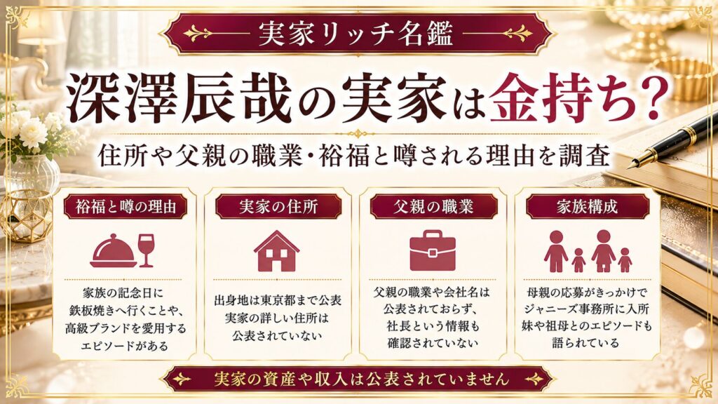深澤辰哉の実家は金持ち？住所や父親の職業・裕福と噂される理由を調査の記事のアイキャッチ画像