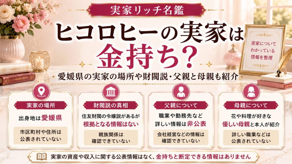ヒコロヒーの実家は金持ち？住所は愛媛のどこ？財閥説や父親・母親も紹介の記事のアイキャッチ画像