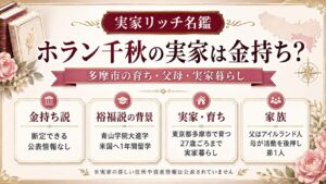 ホラン千秋の実家は金持ち？多摩市で育った環境や父親・母親、実家暮らしも紹介の記事のアイキャッチ画像