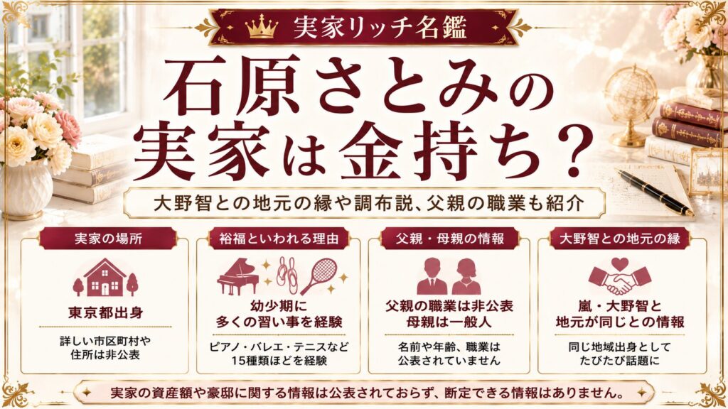 石原さとみの実家は金持ち？大野智との地元の縁や調布説、父親の職業も紹介の記事のアイキャッチ画像