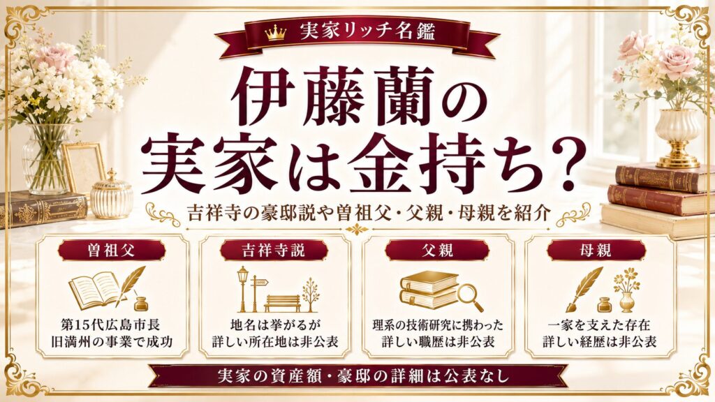 伊藤蘭の実家は金持ち？吉祥寺の豪邸説や曽祖父・父親・母親を紹介の記事のアイキャッチ画像