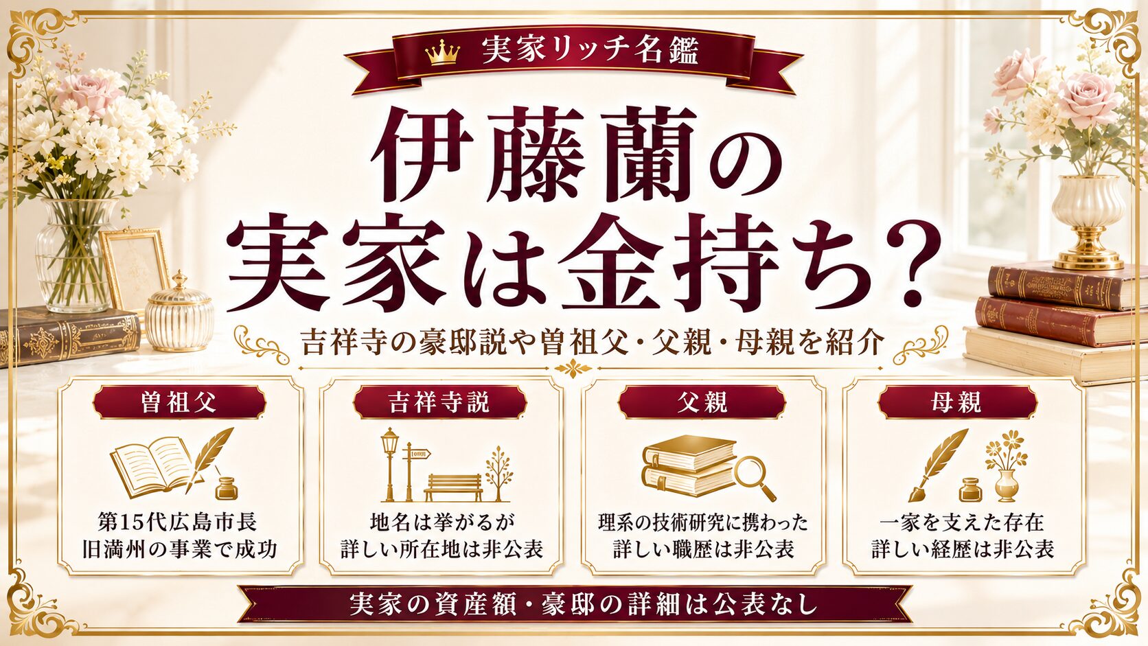 伊藤蘭の実家は金持ち?吉祥寺の豪邸説や曽祖父・父親・母親を紹介の記事のアイキャッチ画像