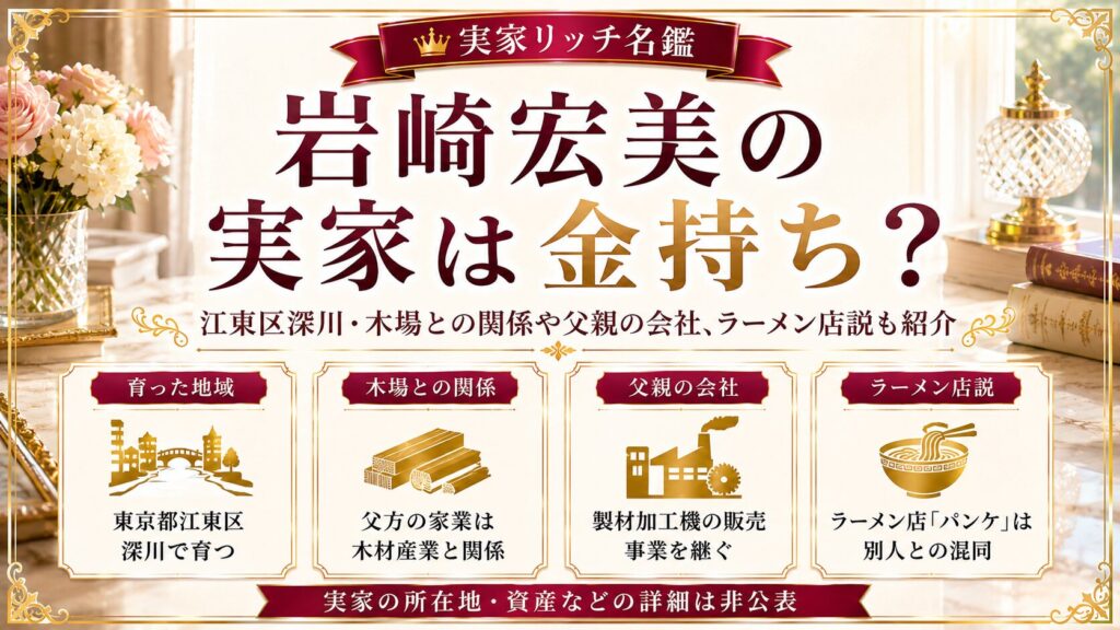 岩崎宏美の実家は金持ち？江東区深川・木場との関係や父親の会社、ラーメン店説も紹介の記事のアイキャッチ画像