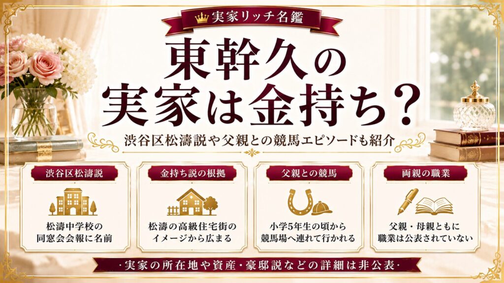 東幹久の実家は金持ち？渋谷区松濤説や父親との競馬エピソードも紹介の記事のアイキャッチ画像