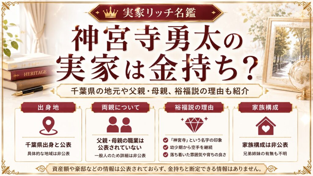 神宮寺勇太の実家は金持ち？千葉県の地元や父親・母親、裕福説の理由も紹介の記事のアイキャッチ画像