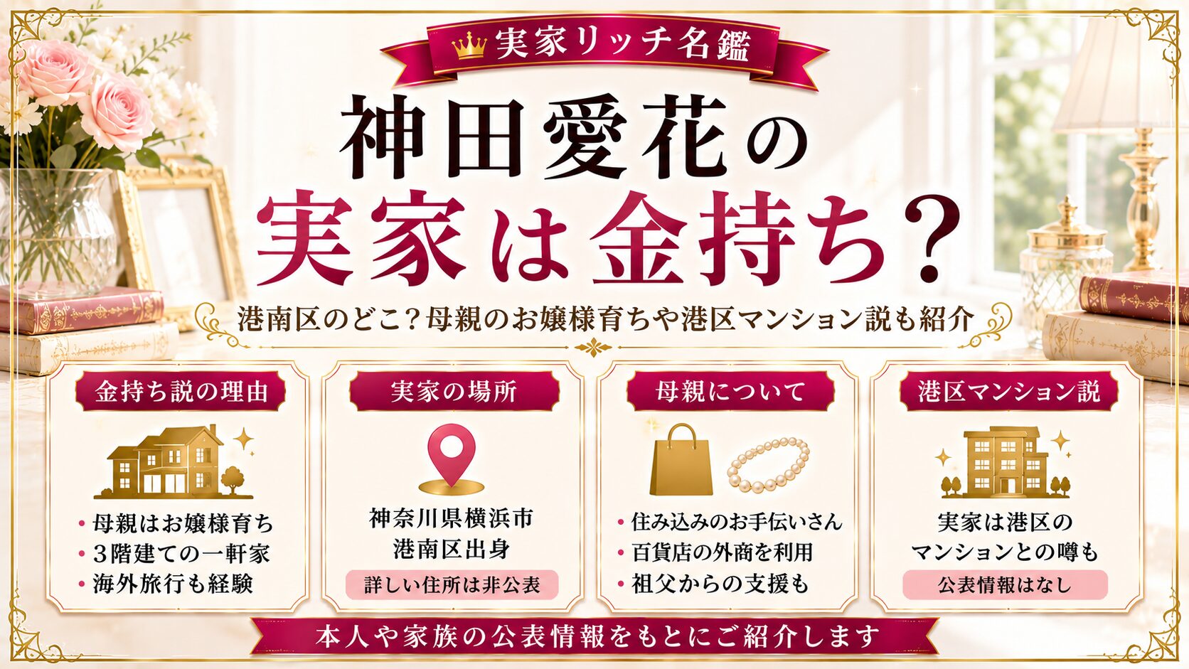 神田愛花の実家は金持ち?港南区のどこ?母親のお嬢様育ちや港区マンション説も紹介の記事のアイキャッチ画像