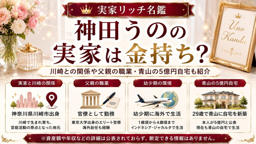 神田うのの実家は金持ち？川崎との関係や父親の職業・青山の5億円自宅も紹介の記事のアイキャッチ画像