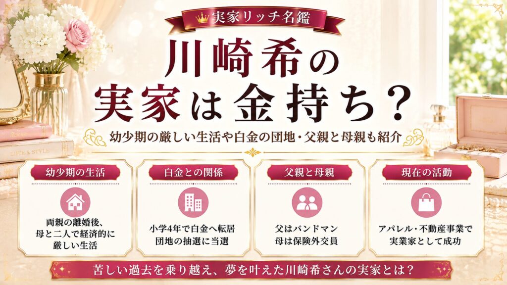 川崎希の実家は金持ち？幼少期の厳しい生活や白金の団地・父親と母親も紹介の記事のアイキャッチ画像