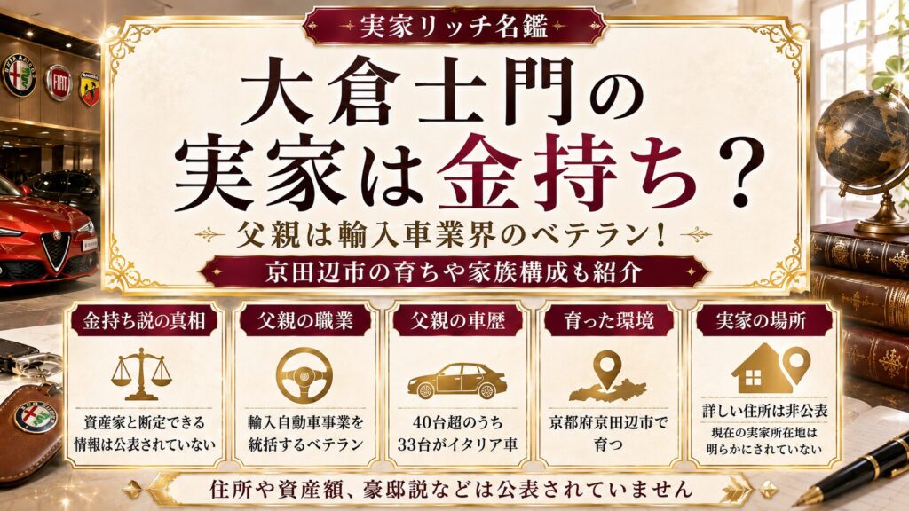 大倉士門の実家は金持ち？父親は輸入車業界のベテラン！京田辺市の育ちや家族構成も紹介の記事のアイキャッチ画像