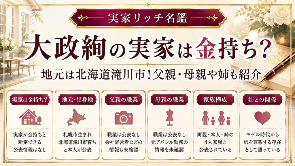 大政絢の実家は金持ち？地元は北海道滝川市！父親・母親や姉も紹介の記事のアイキャッチ画像