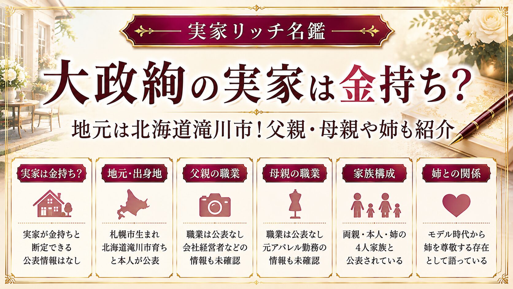 大政絢の実家は金持ち？地元は北海道滝川市！父親・母親や姉も紹介の記事のアイキャッチ画像