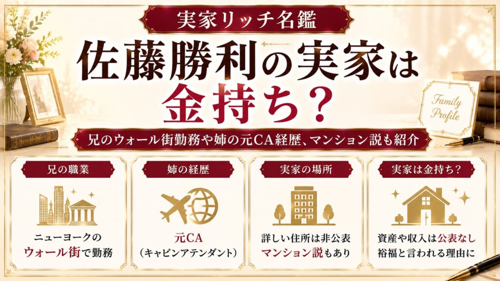 佐藤勝利の実家は金持ち？兄のウォール街勤務や姉の元CA経歴、マンション説も紹介の記事のアイキャッチ画像