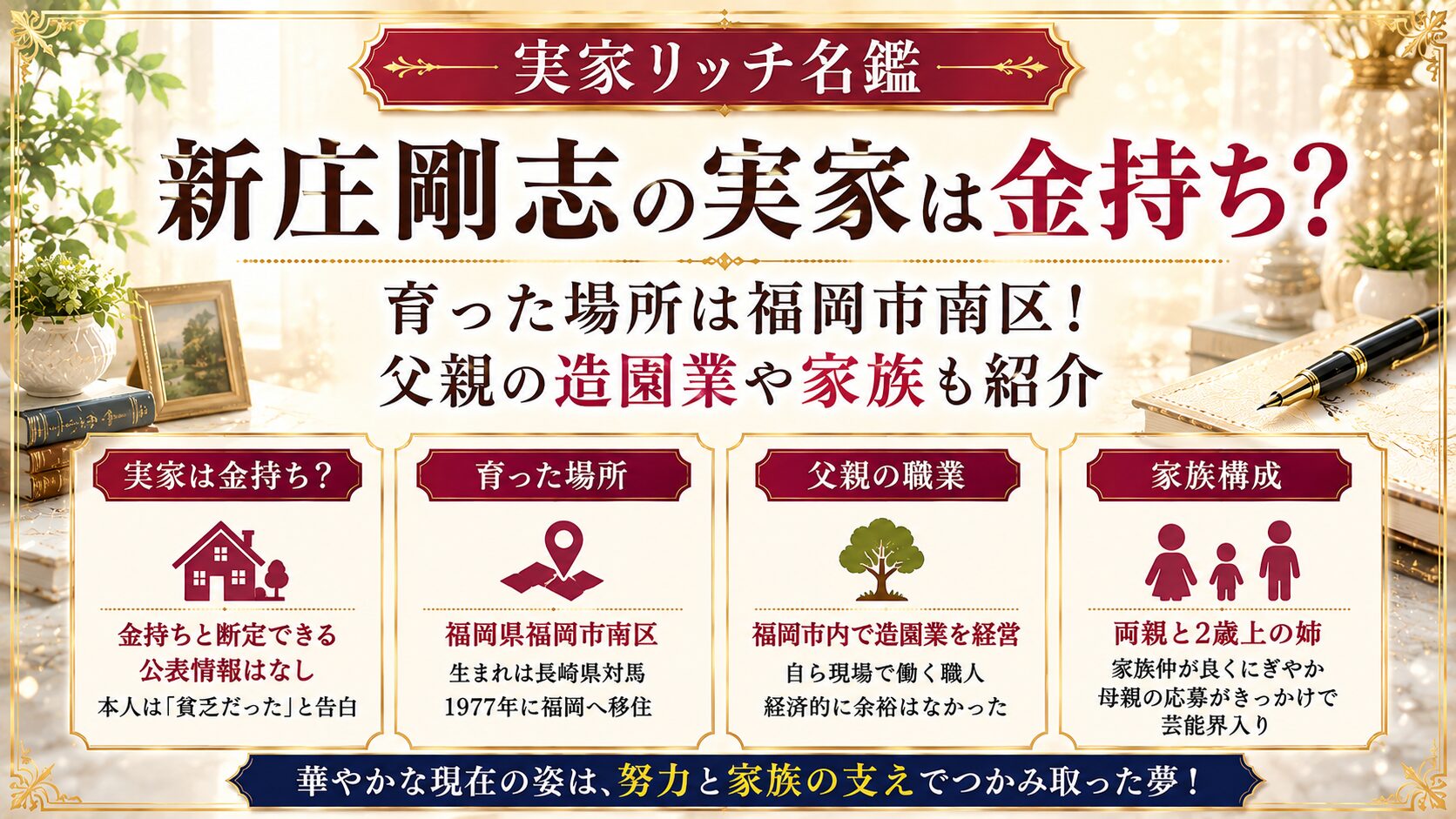 新庄剛志の実家は金持ち?育った場所は福岡市南区!父親の造園業や家族も紹介の記事のアイキャッチ画像