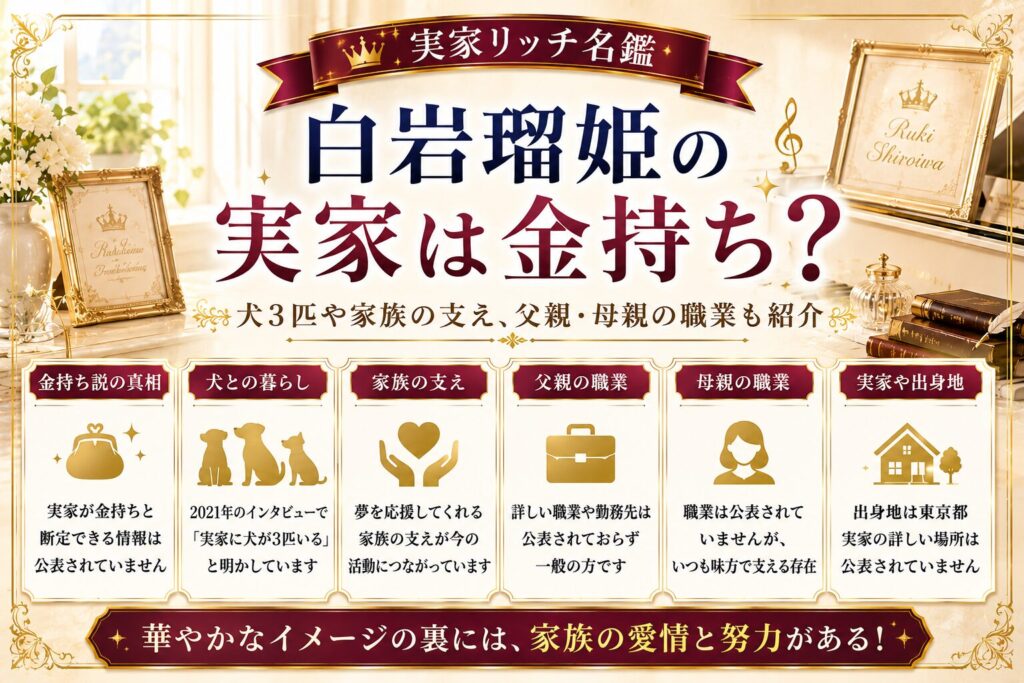 白岩瑠姫の実家は金持ち？犬3匹や家族の支え、父親・母親の職業も紹介の記事のアイキャッチ画像