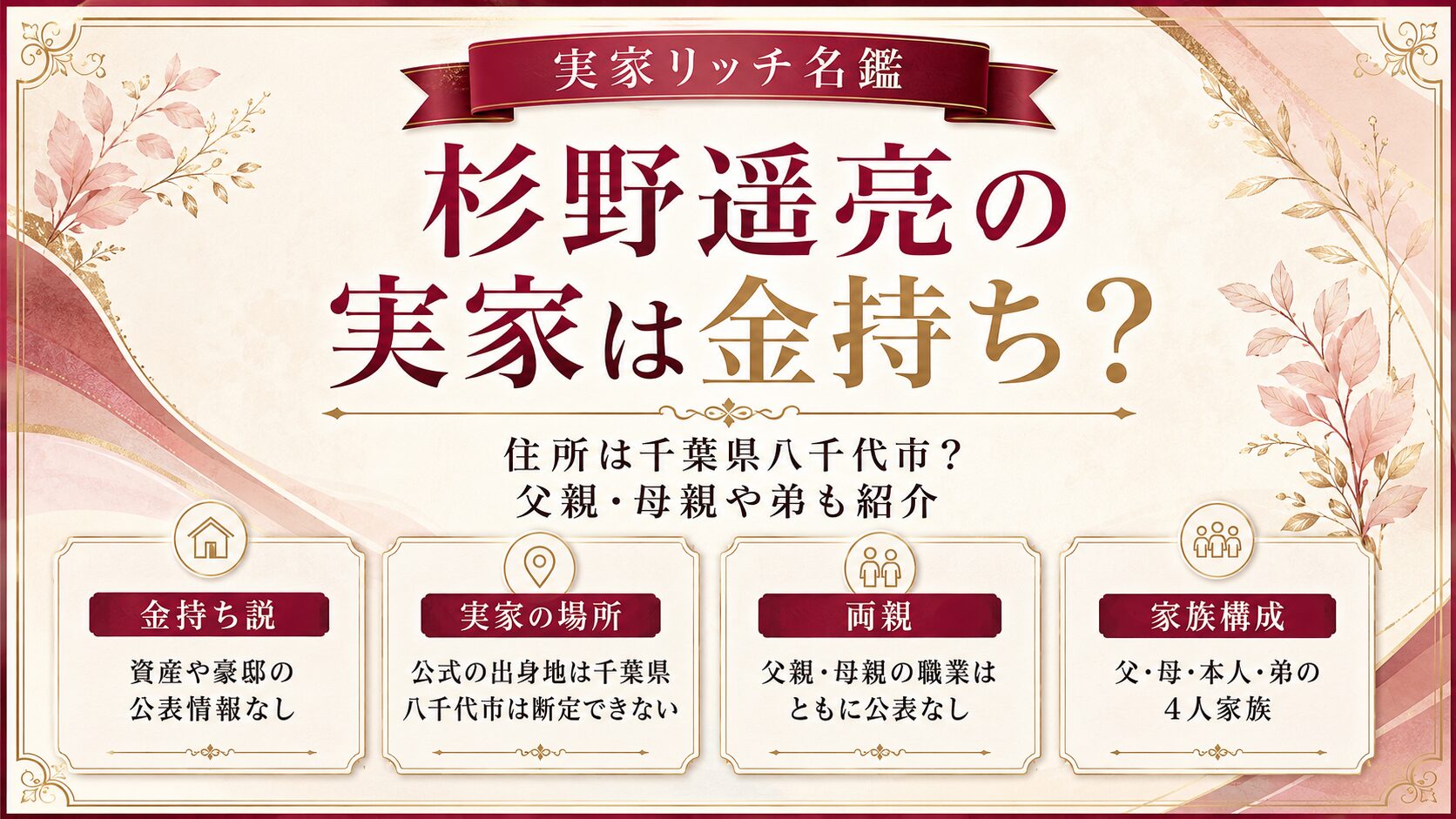 杉野遥亮の実家は金持ち？住所は千葉県八千代市？父親・母親や弟も紹介の記事のアイキャッチ画像