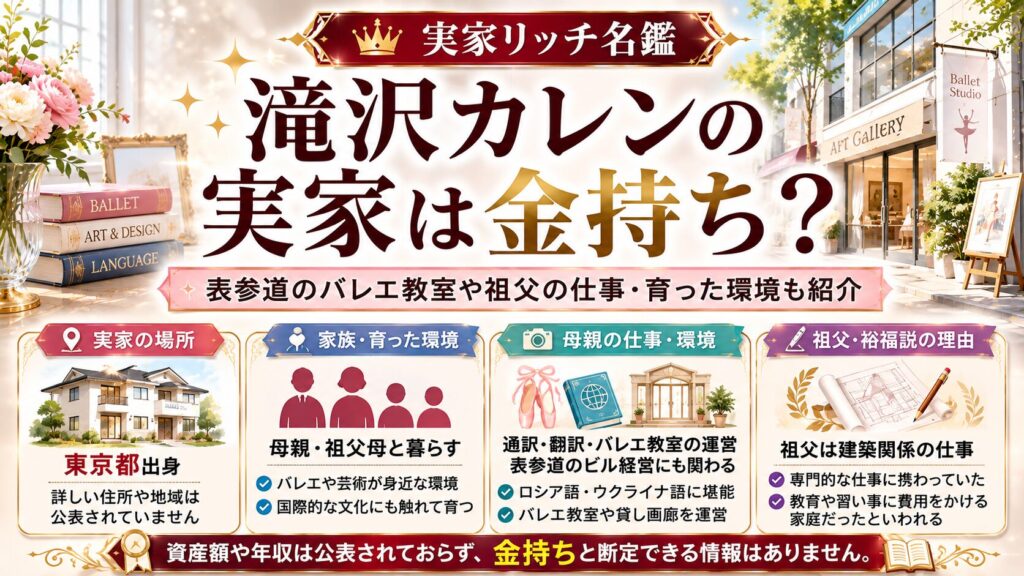 滝沢カレンの実家は金持ち？表参道のバレエ教室や祖父の仕事・育った環境も紹介の記事のアイキャッチ画像