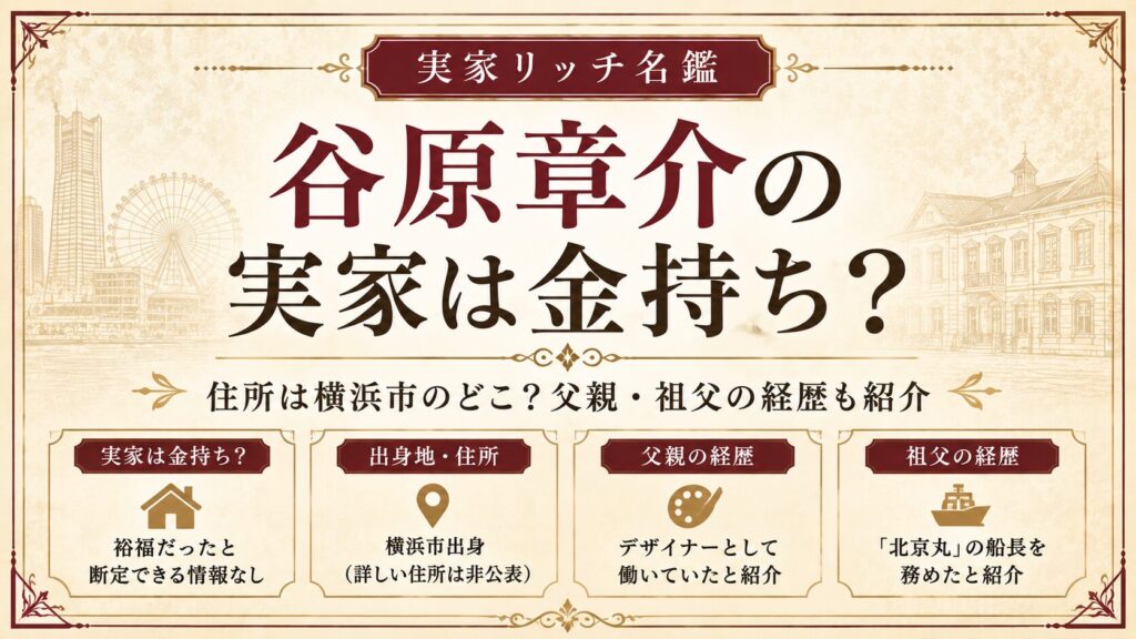 谷原章介の実家は金持ち？住所は横浜市のどこ？父親・祖父の経歴も紹介の記事のアイキャッチ画像