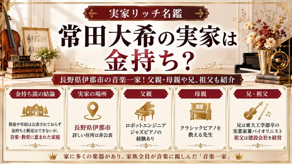常田大希の実家は金持ち？長野県伊那市の音楽一家！父親・母親や兄、祖父も紹介の記事のアイキャッチ画像