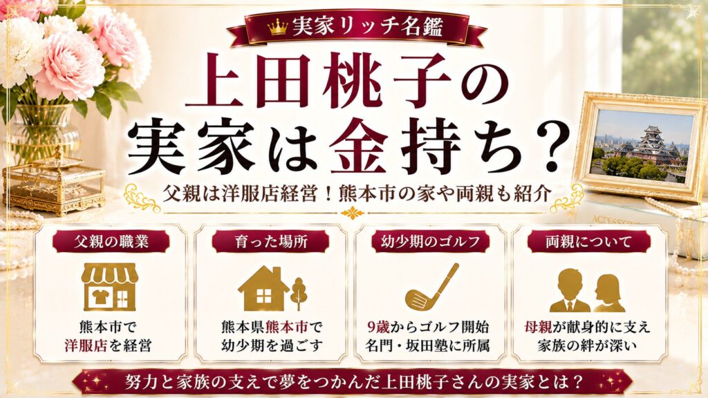 上田桃子の実家は金持ち？父親は洋服店経営！熊本市の家や両親も紹介の記事のアイキャッチ画像