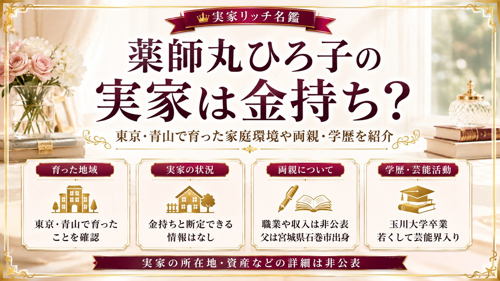 薬師丸ひろ子の実家は金持ち?東京・青山で育った家庭環境や両親・学歴を紹介の記事のアイキャッチ画像