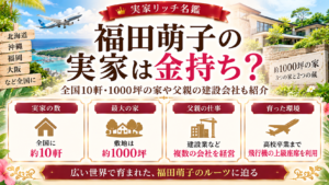福田萌子の実家は金持ち？全国10軒・1000坪の家や父親の建設会社も紹介の記事のアイキャッチ画像