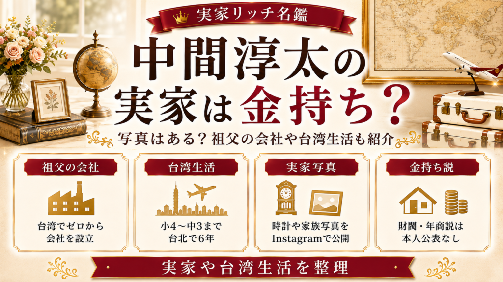 中間淳太の実家は金持ち？写真はある？祖父の会社や台湾生活も紹介の記事のアイキャッチ画像