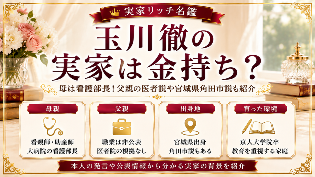 玉川徹の実家は金持ち？母は看護部長！父親の医者説や宮城県角田市説も紹介の記事のアイキャッチ画像
