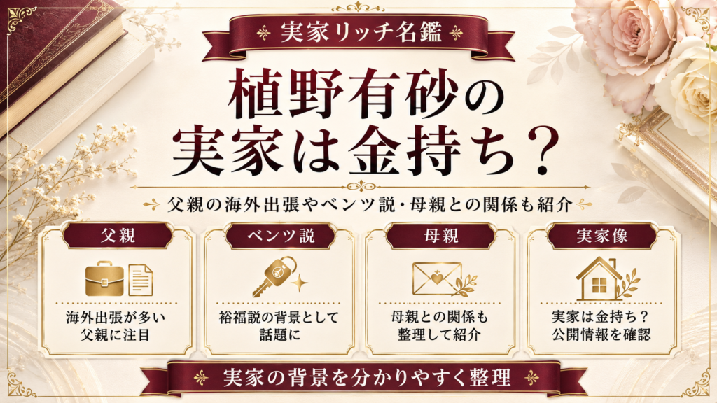 植野有砂の実家は金持ち？父親の海外出張やベンツ説・母親との関係も紹介の記事のアイキャッチ画像