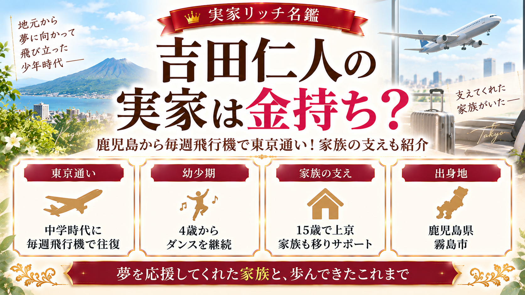 吉田仁人の実家は金持ち?鹿児島から毎週飛行機で東京通い!家族の支えも紹介の記事のアイキャッチ画像